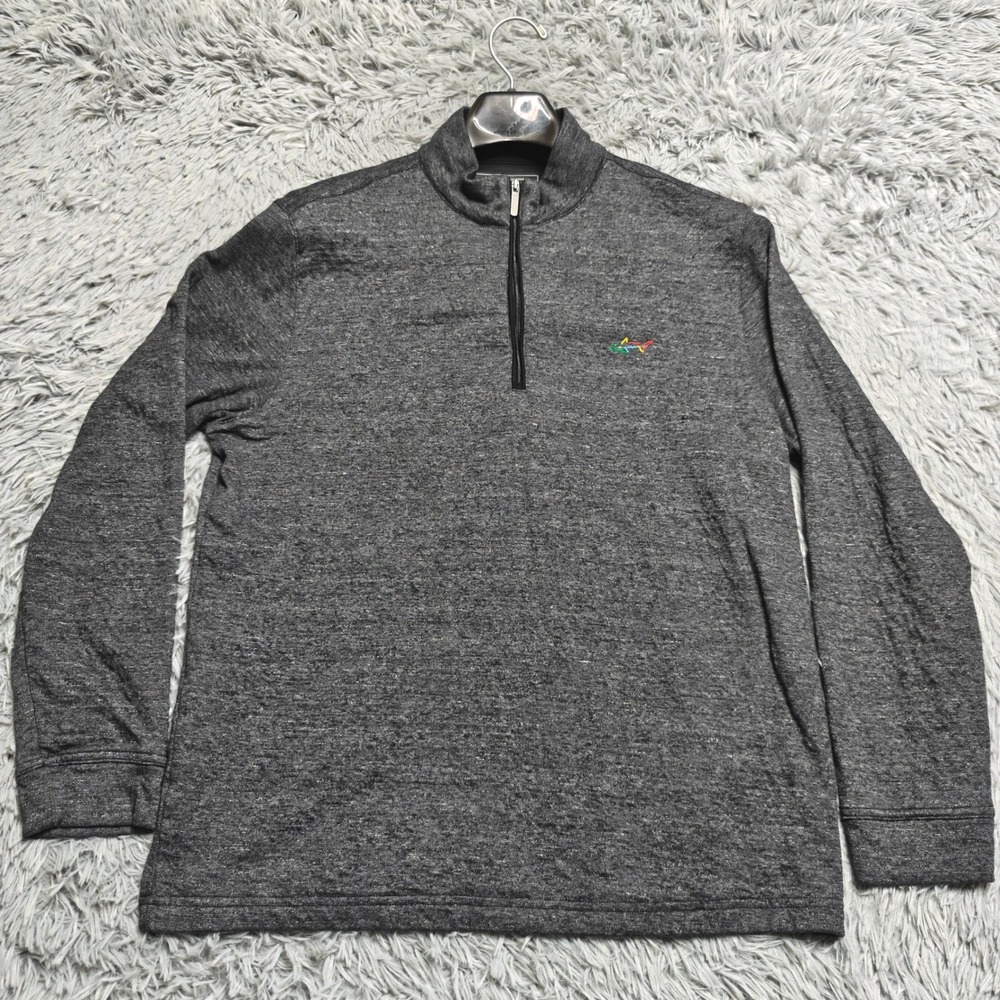 Greg Norman Golf Pullover Mens Large L Gray Cotton Blend Quarter Zip Sweater